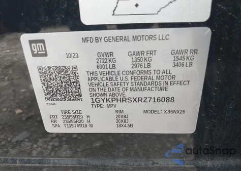 2024 Cadillac Xt6 Awd Sport z USA, uszkodzony, nr VIN 1GYKPHRSXRZ716088